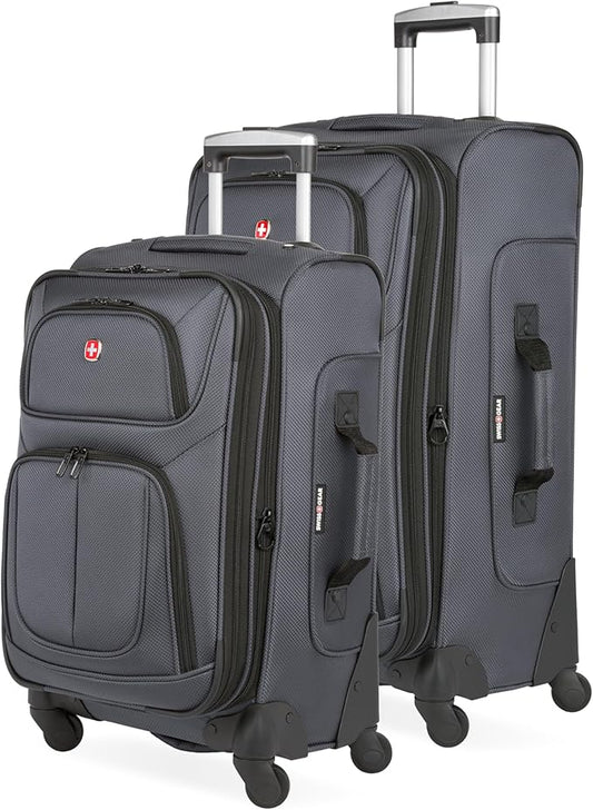 SwissGear Sion Softside Expandable Luggage with Spinner Wheels, Dark Grey, 2-Piece Set (21/25)