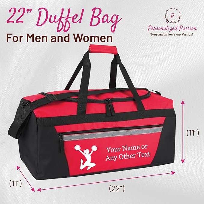 Personalized Sports Duffel Bags for Men and Women - 22” Customized Travel Duffle with Name & Hockey Design - Water Resistant Two-Toned Overnight Weekender Bag - Navy