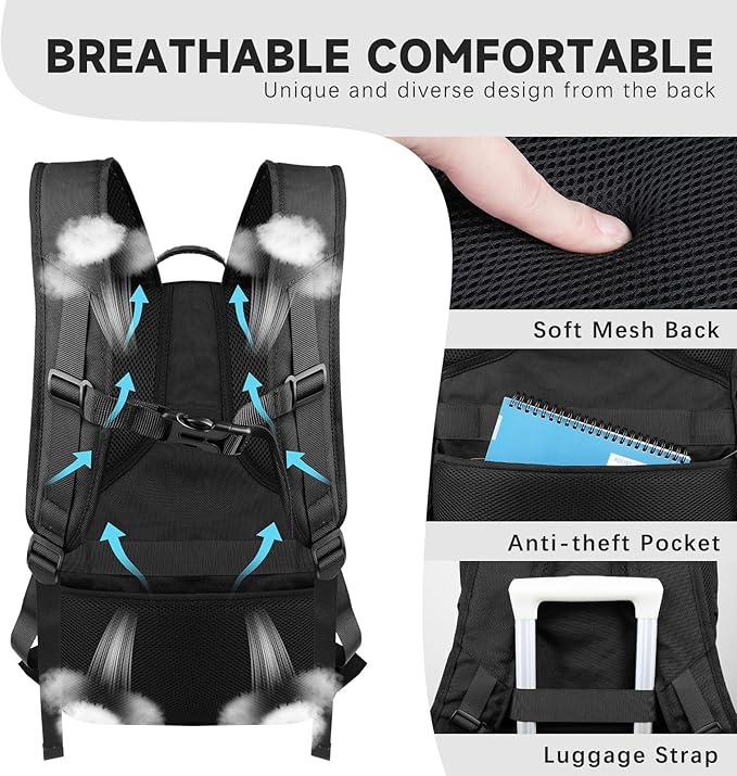 18.4 Inch Extra Large Backpack, Carry on Backpack, 55L Travel Laptop Backpack, Water Resistant Casual Hiking Daypack, Computer Bag with USB Port, College School Backpack for Men Women, Blue