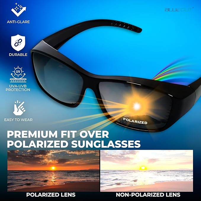 BLUE CUT Fit Over Polarized Sunglasses Solar Shield Sunglasses To Wear Over Glasses
