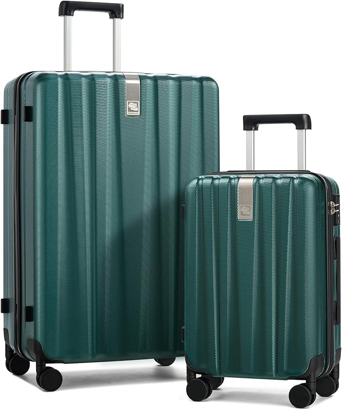 Hanke Hardshell Luggage Sets 2 Piece Extra Large Suitcases with Lock,28 Inch Luggage with Spinner Wheels, Travel Suitcase for Women Men 20 29Inch,Blackish Green