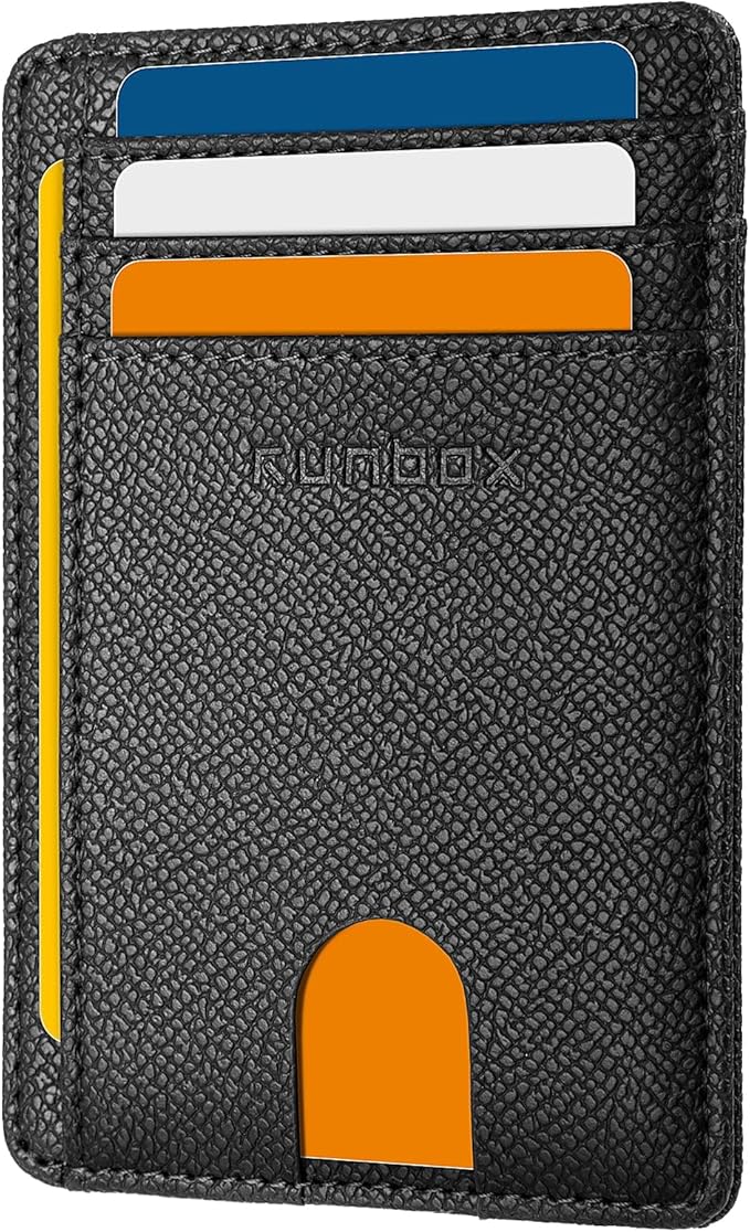RUNBOX Slim ID Cases Minimalist Front Pocket RFID Blocking Leather Wallets for Men and Women Card Holder Wallets Gifts for men