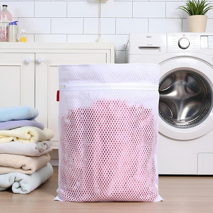 5 Pack Durable Mesh Laundry Bags & Lingerie Bags For Washing Delicates, Shoes & Sock Travel Organizer 16 x 12.5 Inches