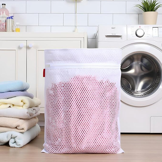 4 Pack Durable Mesh Laundry Bags & Lingerie Bags For Washing Delicates, Sock Shoes &Travel Organizer 16 x 12.5 Inches