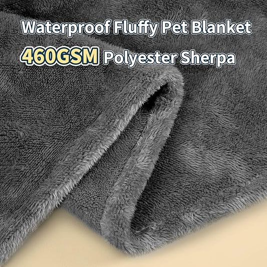 MACEVIA Waterproof Dog Blanket, Fluffy Soft Pet Blankets for Dogs and Cats, Plush Throw Furniture Protector Cover for Sofa Couch Bed (60x80 Inch, Gray)