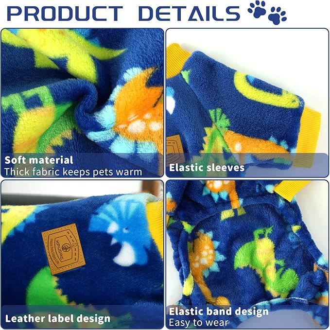 XPUDAC Dog Pajamas Fleece Dog Sweaters for Small Medium Dogs Girl Boy Soft Warm Winter Pet Clothes for Doggie Winter Christmas(Large)