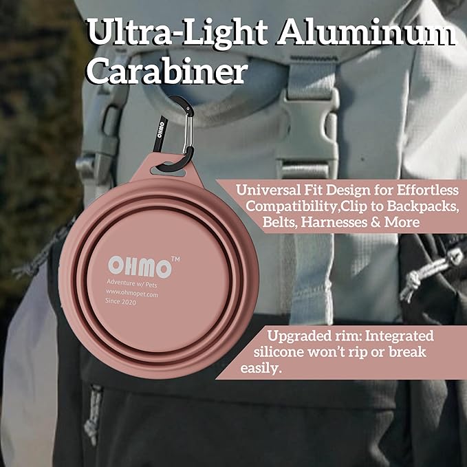 OHMO Collapsible Dog Bowl(2 Pack, 12oz/400ml) Premium Silicone Pet Water Bowls for Cats & Dogs, Portable Dog Travel Bowls Foldable for Outdoor Camping Hiking