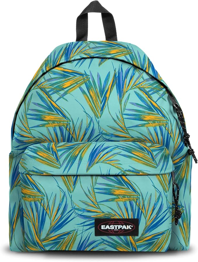 EASTPAK Padded Pak'R – 24L Iconic Backpack with Front Pocket, Water-Resistant Fabric, Vegan Materials & Adjustable Straps, Brize Palm Aqua