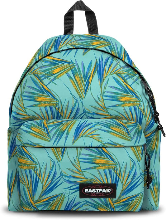 EASTPAK Padded Pak'R – 24L Iconic Backpack with Front Pocket, Water-Resistant Fabric, Vegan Materials & Adjustable Straps, Brize Palm Aqua