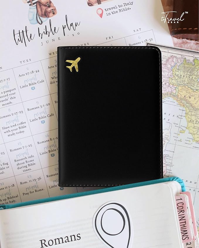 PU Leather Passport Holder Covers Case, Waterproof Rfid Blocking Travel Wallet Passport Holder(Black)