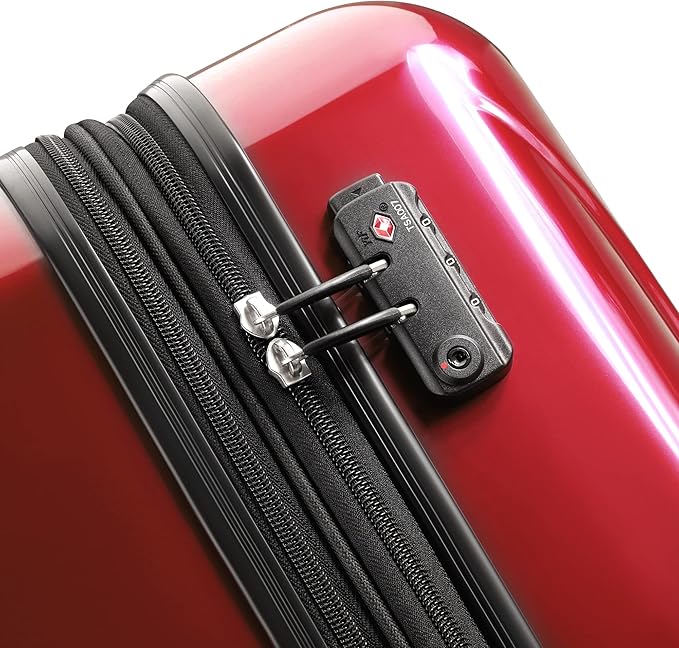 DELSEY PARIS Helium Aero Hardside Expandable Luggage with Spinner Wheels, Brick Red, Checked-Medium 24 Inch