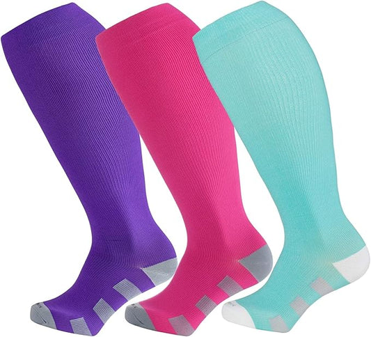 Wide Calf Compression Socks for Women & Men Extra Large Size Support Socks for Nurses Running Pregnant Travel, 15-20 mmHg