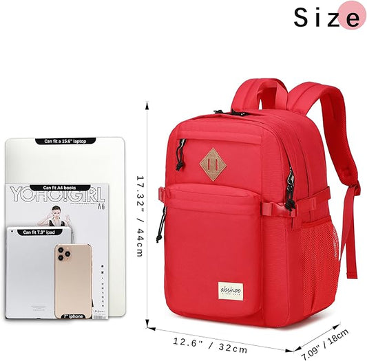 abshoo 29L Backpack for School College Bookbag Middle High School Backpacks Casual Daypack Travel Backpack (Red)