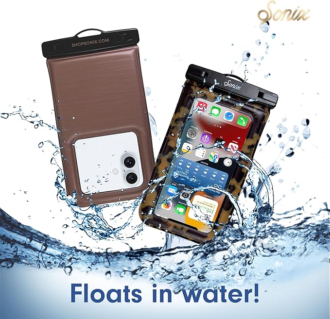 Sonix Waterproof Phone Pouch - Floating Phone Case Dry Bag w/Crossbody Lanyard - Beach Cruise Travel Essentials - Compatible w/All Devices, Touchscreen Friendly | Mocha