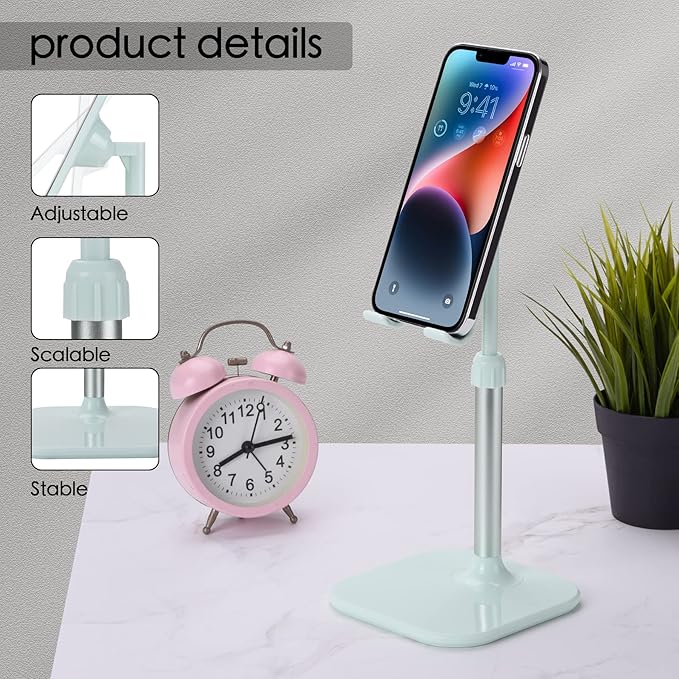 Doboli Cell Phone Stand, Phone Stand for Desk, Phone Holder Stand Compatible with iPhone and All Mobile Phones Tablet, Gifts for Adults Women Men Mom Wife, Turquoise
