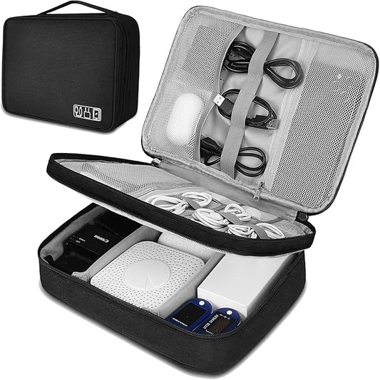Electronic Organizer Travel Universal Cable Organizer Electronics Accessories Bag for Cable, Charger, Phone, USB, SD Card,1Pack