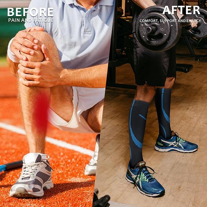 Compression Socks for Women Men Circulation Knee High 8 Pairs for Nurses, Running, Travel, Athletic