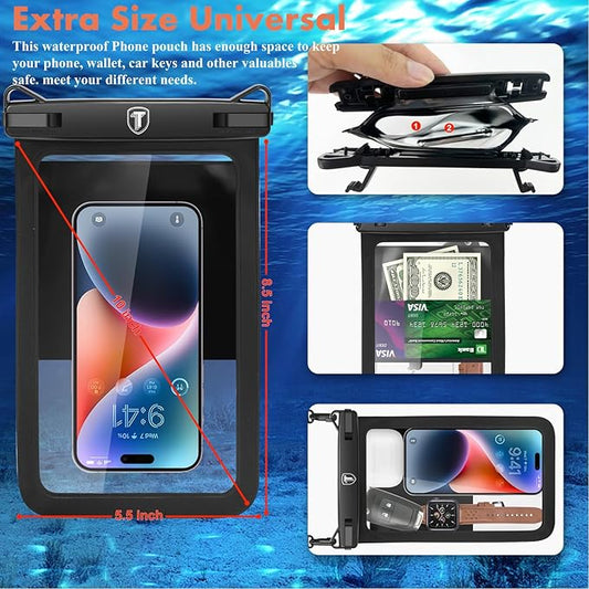 Njjex [Up to 10"] Large Waterproof Phone Pouch Bag - 2 Pack Waterproof Phone Case Dry Bag For Samsung Galaxy S25 Ultra S24 S23 S22 S21 S20 A14 A15 A35 A16 Motorola Moto G 5G 2025 G Stylus 2024 G Power