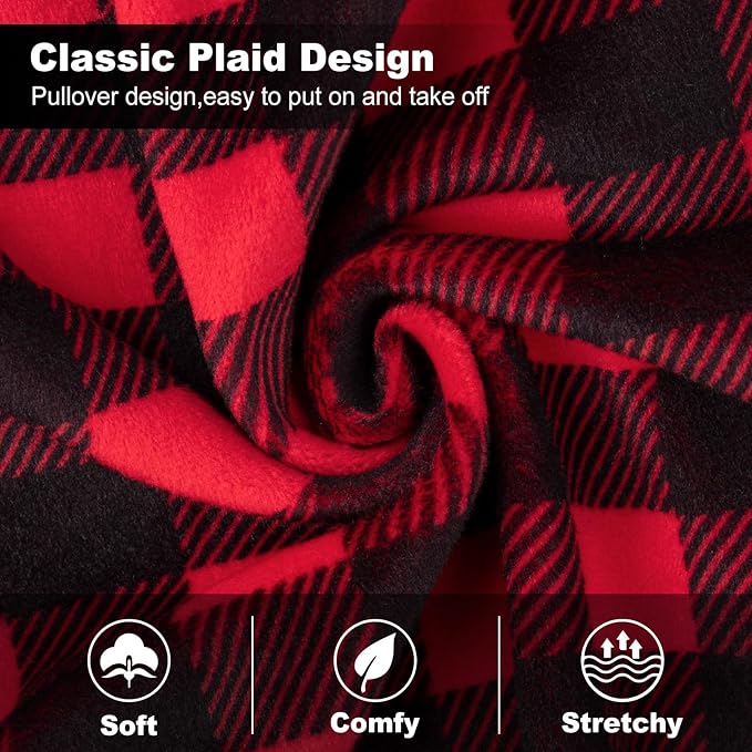 KYEESE Dog Pajamas Red Buffalo Check Pet Pjs Soft Dog Pajamas for Small Dogs Warm 4 Legs Pet Jammies Stretchy Dogs Clothes Comfy Pet Costume Velvet Pets Onesie,XL