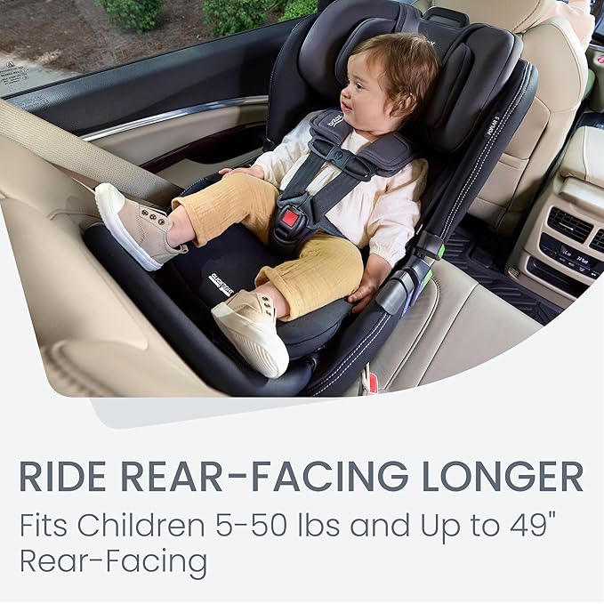 Britax Poplar S Convertible Car Seat, 2-in-1 Car Seat with Slim 17-Inch Design, ClickTight Technology, Stone Onyx