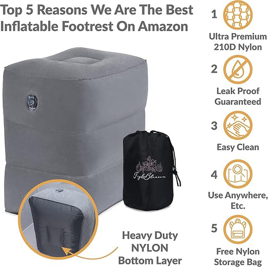 (2-Pack) Inflatable Airplane Footrest Pillow | Inflatable Kids Travel Bed | Adjustable Height Inflatable Foot Rest for Air Travel, Car, Home, Office | Airplane Bed for Toddler | Kids Travel Essentials