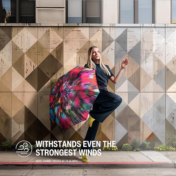 Knirps T.200 Duomatic Compact Rain Umbrella in Peacock Red – Wind Tunnel Tested to 93 mph, Aluminum Steel Fiberglass Frame, 38in Canopy, OEKO-TEX, High-Performance Automatic Travel Umbrellas