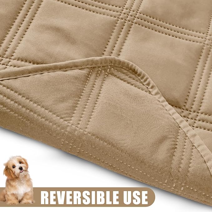 Smiry Waterproof Dog Bed Cover Blanket 52x82, Soft Reversible Pet Blanket, Washable Leakproof Cats Dogs Couch Cover for Sofa, Couch, Furniture, Lattice, Camel/Camel