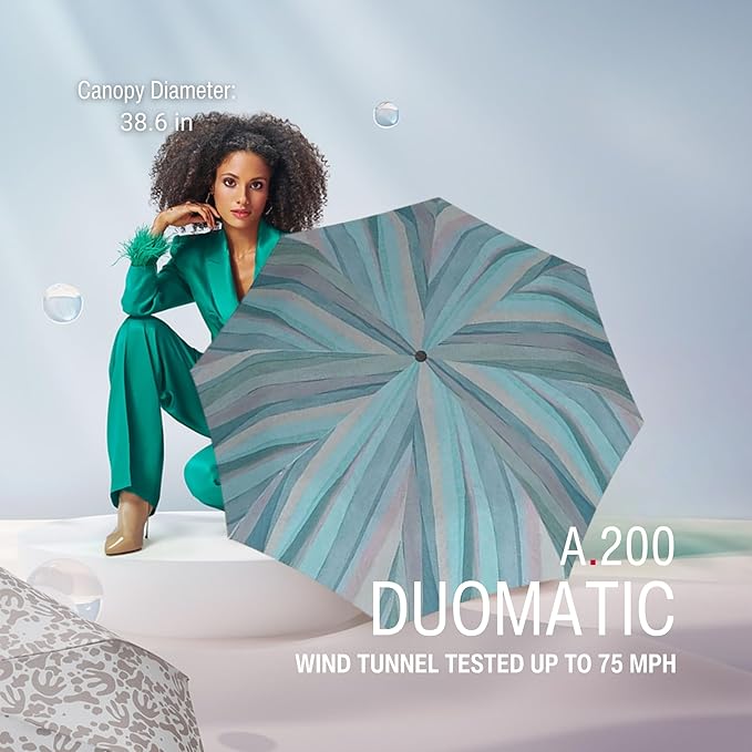 Knirps A.200 Medium Duomatic Windproof Umbrella for Adults – Automatic Open Close 38.5" Canopy, Travel Case Included