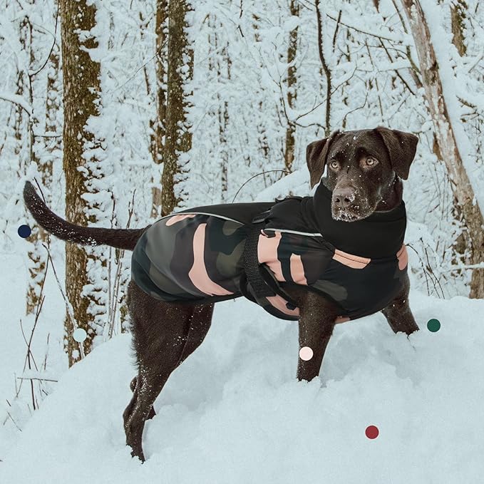 IECOii Extra Warm Reflective Adjustable Dog Jacket with Buckle Fleece Turtleneck for Cold Weather Soft Winter Coat for Small Medium Extra Large Dogs