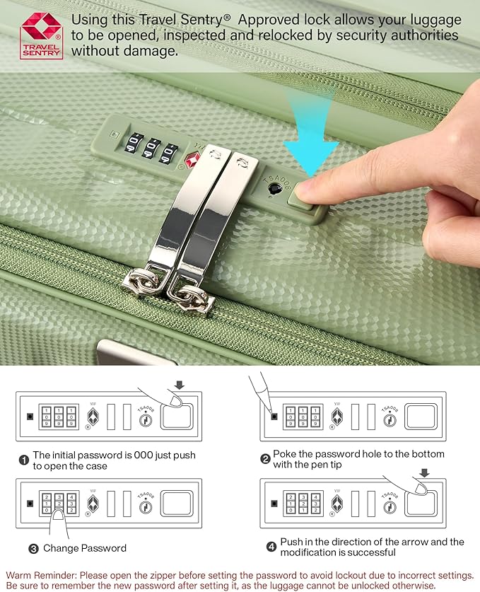 Hanke 20 Inch Expandable Carry On Luggage Airline Approved Top Opening Hard Shell Suitcases with Wheels Lightweight Travel Luggage Carry On Suitcase for Woman Men-Bamboo Green