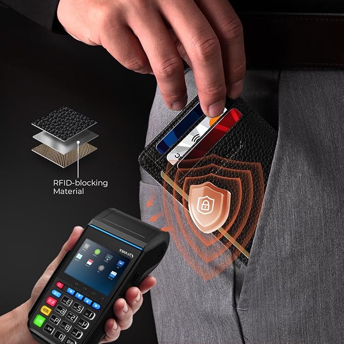RUNBOX Slim ID Cases Minimalist Front Pocket RFID Blocking Leather Wallets for Men and Women Card Holder Wallets Gifts for men