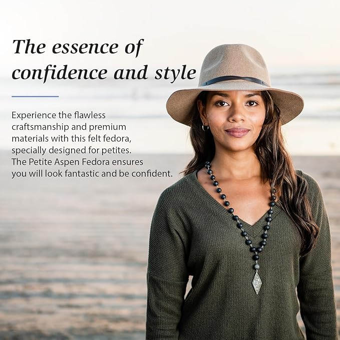 Wallaroo Hat Company Women’s Petite Aspen Fedora – UPF 50+, UV Sun Protection Hat, Packable Design, Adjustable, Small Size