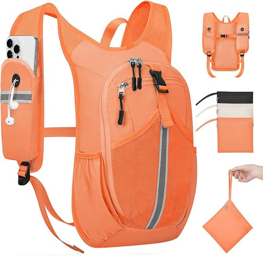 Small Hiking Backpack 10L - Lightweight Packable Foldable Backpack for Travel Camping Outdoor Commute, Compact Rucksack for Women Men(Orange)