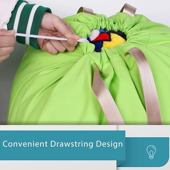 LOLOMLO Extra Large Canvas Laundry Bags with Handles & Drawstring Closure, Heavy Duty Tears Resistant Clothes Storage Travel Bags,25.5"x34",Green