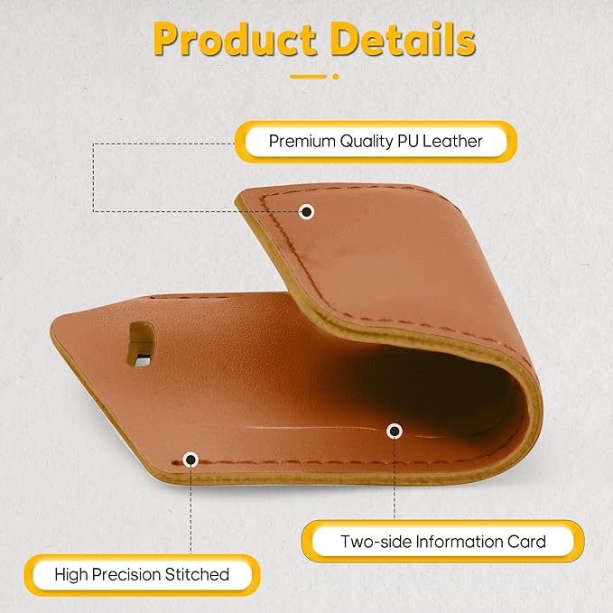 Travelambo 26 Pack Luggage Tags Faux Leather for Suitcases Travel Bag Labels with Protection Cover ID (Yellowish Brown)