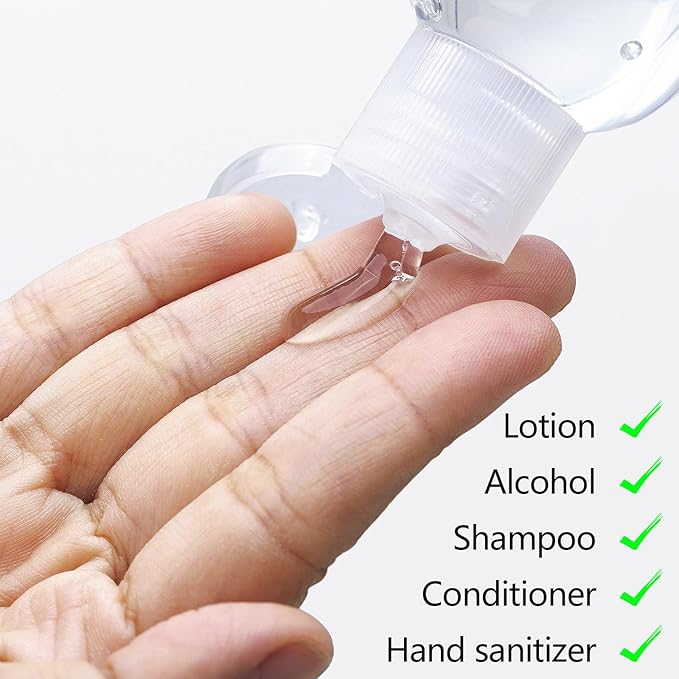 30 Pcs Hand Sanitizer Keychain,1.7oz Refillable Travel Refillable Travel Bottles Containers,Portable Liquid Squeeze Containers for Toiletries(Bottle + Lid + Hook)