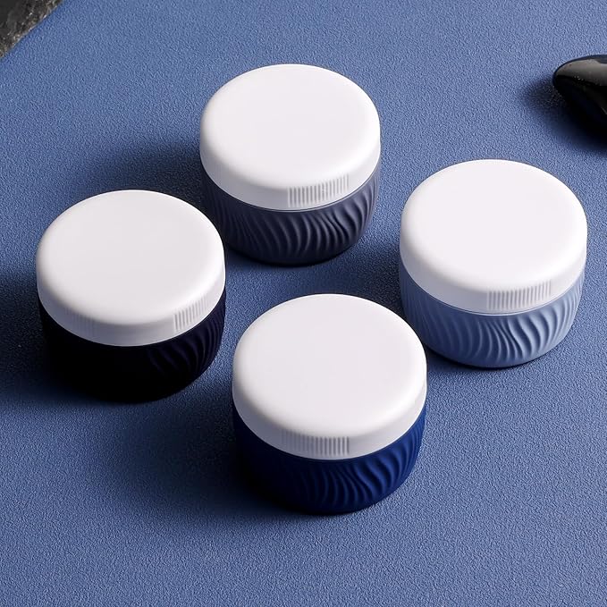 Travel Containers for Toiletries, Silicone Cream Jars BPA-Free, TSA Approved 2oz Travel Size Containers, Leak-proof Portable Size Silicone Jars with Lid for Face Hand Body Cream (4 Pack)
