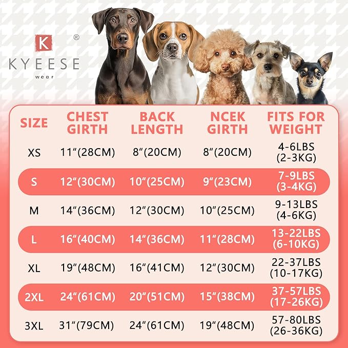 KYEESE Dog Pajamas Plaid Dog Pajamas for Small Dogs Boy Girl Comfy Pet Clothes Lightweight Pjs Stretchy Onesie Velvet Doggie Jammies Soft Coat,Pink, X-Large