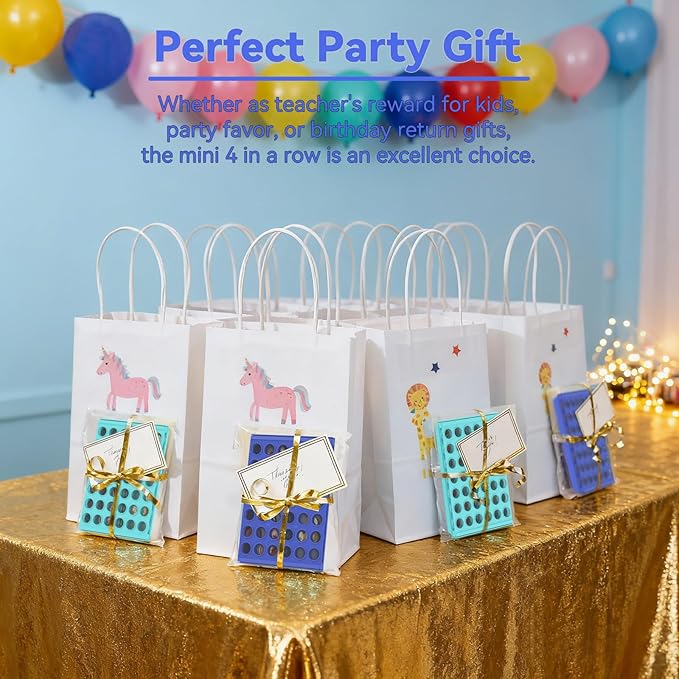 4-Pack Mini Pocket Sized 4 in a Row Board Game for Kids Ages 3+, Perfect Party Bag Fillers for Kid Classroom Prizes Rewards Unisex Kids Party Favour Toy Stocking Fillers Boys Girls