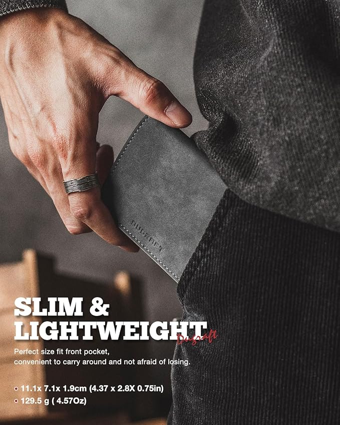 DUGRAFT Minimalist Wallet for Men, RFID Blocking Credit Card Holder with Zipper Large Capacity Money Organisers for Airtag Cash Coins & Credit Cards