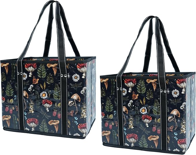 BeeGreen Large Waterproof Reusable Bags Christmas Heavy Duty Shopping Tote for Groceries Pool Gift with Webbing Handles