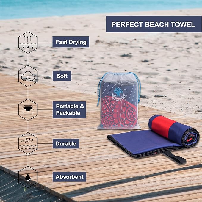 4Monster Microfiber Beach Towel Quick Dry,Super Absorbent Lightweight Travel Towel for Swimmers, Sand Free Camping Towel, Beach Towels for Pool,Swim,Water Sports,Yoga