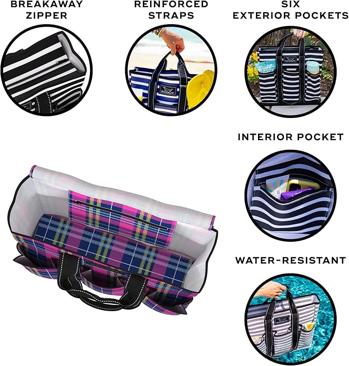 SCOUT Rocket Pocket Tote - Multi-Pocket Travel, Nurse, Teacher, Mom Tote, 7 Pockets Total, Two Sets of Straps, Folds Flat