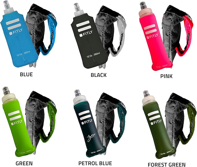 FITLY Soft Flask - Shrink As You Drink Soft Water Bottle for Hydration Pack - Folding Water Bottle Ideal for Running, Hiking, Cycling, Climbing & Rigorous Activity