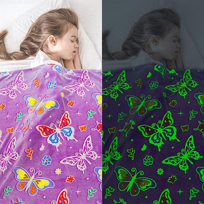 Glow in The Dark Blanket Butterfly Gifts Toys for Girls Women Butterfly Blankets for Birthday Gifts for Kids