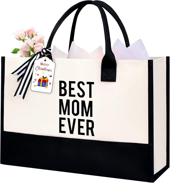 BAGAIL Initial Tote Bag, Personalized Birthday Gifts for Women, Teacher, Friends, Mom, Wedding, Monogrammed Beach Bag