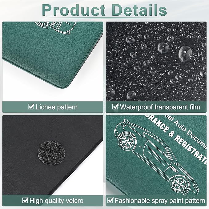 UYYE Car Registration and Insurance Card Holder, Vehicle Glove Box Car Organizer, Interior Car Accessories for Documents, Cards, License - 2 Pack