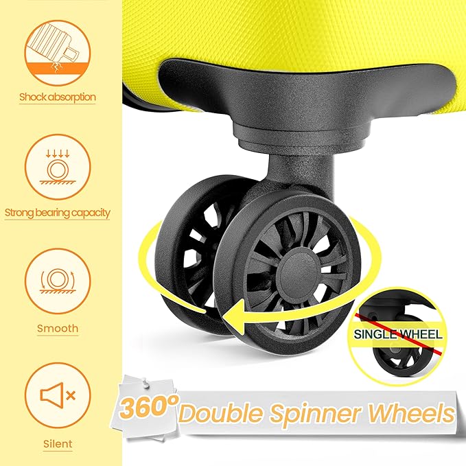 AnyZip Luggage Sets 3 Piece Hardshell Suitcase Set PC ABS Lightweight Travel Suitcases with 4 Double Spinner Wheels TSA Lock 20 24 28 Inch Black