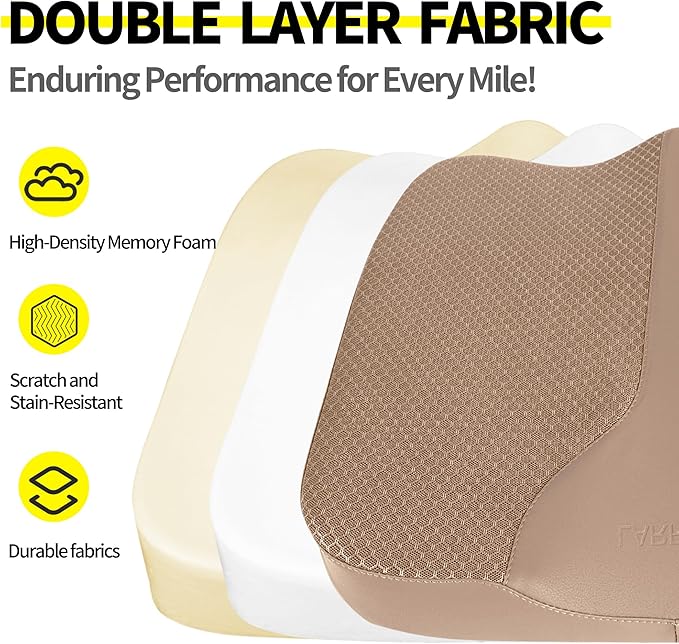 LARROUS Comfort Memory Foam Seat Cushion for Car Seat Driver, Tailbone (Coccyx) Pain Relief Pad for Driving, Office Chair (Beige)