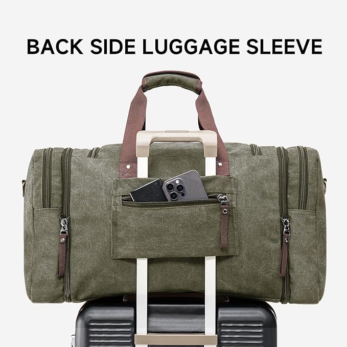 Canvas Expandable Duffle Bag for Men Traveling, Luggage Travel Bag Weekender Overnight Bag,Mens Gym Carry on Duffel Bags